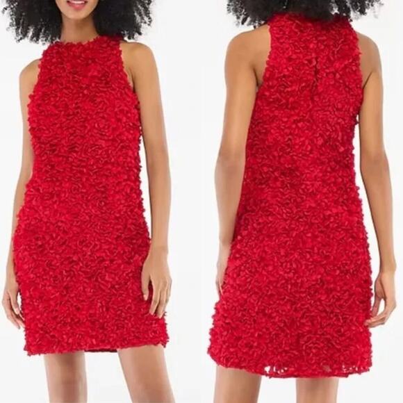J. Crew Rosette Dress 3D Flower Petal Sleeveless Mini Sheath Deep Ruby Red NWT 6 - Picture 2 of 9